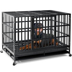 Oranland jaula para perro XL con puertas dobles, acceso seguro para perros grandes.