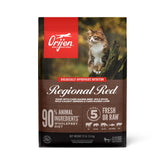 ORIJEN Regional Red bolsa con ingredientes frescos para gatos activos.