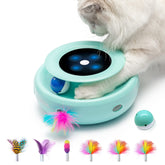 ORSDA Juguete 2-en-1 bola giratoria para gatos, estimulante y silencioso para juego interior.