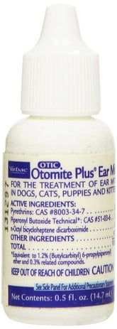OTOMITE PLUS botella de tratamiento para ácaros del oído, 0.5 oz, uso suave