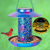 Ottsuls alimentador de pájaros solar para exterior con iluminación nocturna suave.