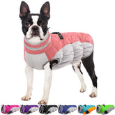 OUOBOB abrigo de invierno para perro rosa con cremallera dorsal para mayor comodidad