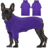 Sudadera OUOBOB para perro grande con cuello tortuga morado, ideal para paseos fríos.