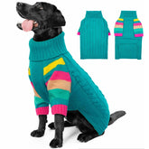 OUOBOB suéter XXL para perros grandes con cuello alto verde, ideal para paseos invernales