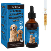 Ourea: envase de gotas para dermatitis canina, alivio suave y uso fácil.