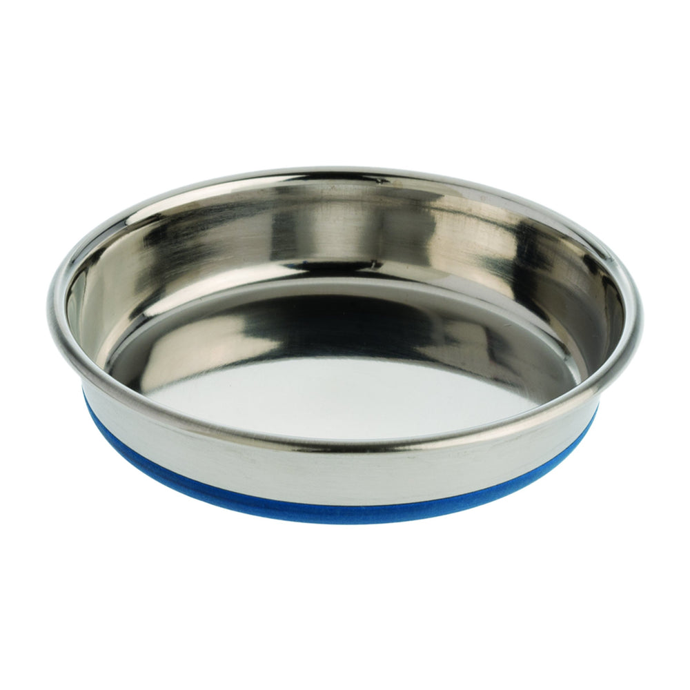Our Pets DuraPet tazón de acero inoxidable antideslizante para gatos mantiene la comida estable.
