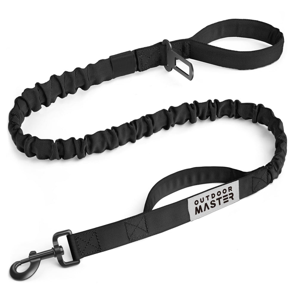 OutdoorMaster Correa Bungee para Perros, vista frontal, absorbe impactos para paseos más suaves.