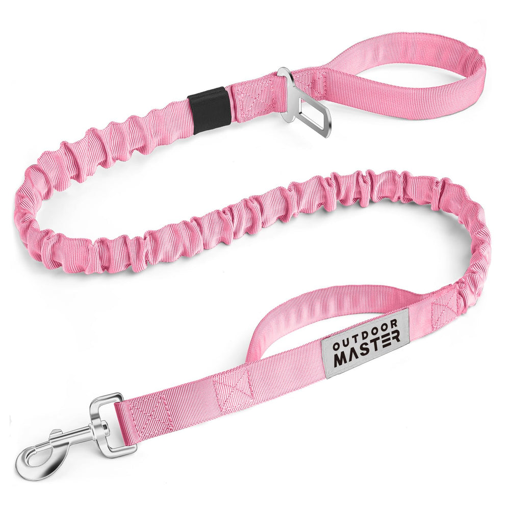 OutdoorMaster correa elastica para perro rosa 4 ft para paseos suaves y control cercano.