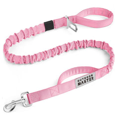 OutdoorMaster correa elastica para perro rosa 4 ft para paseos suaves y control cercano.