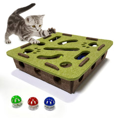 OVRRCSME juguete puzzle gato con pelota y cascabel para estimular juego