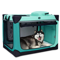 Ownpets jaula 42 pulgadas colapsable para viaje, ofrece transporte cómodo para perros grandes.