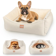 Cama paatata para perros medianos con cuero y felpa, uso diario cómodo