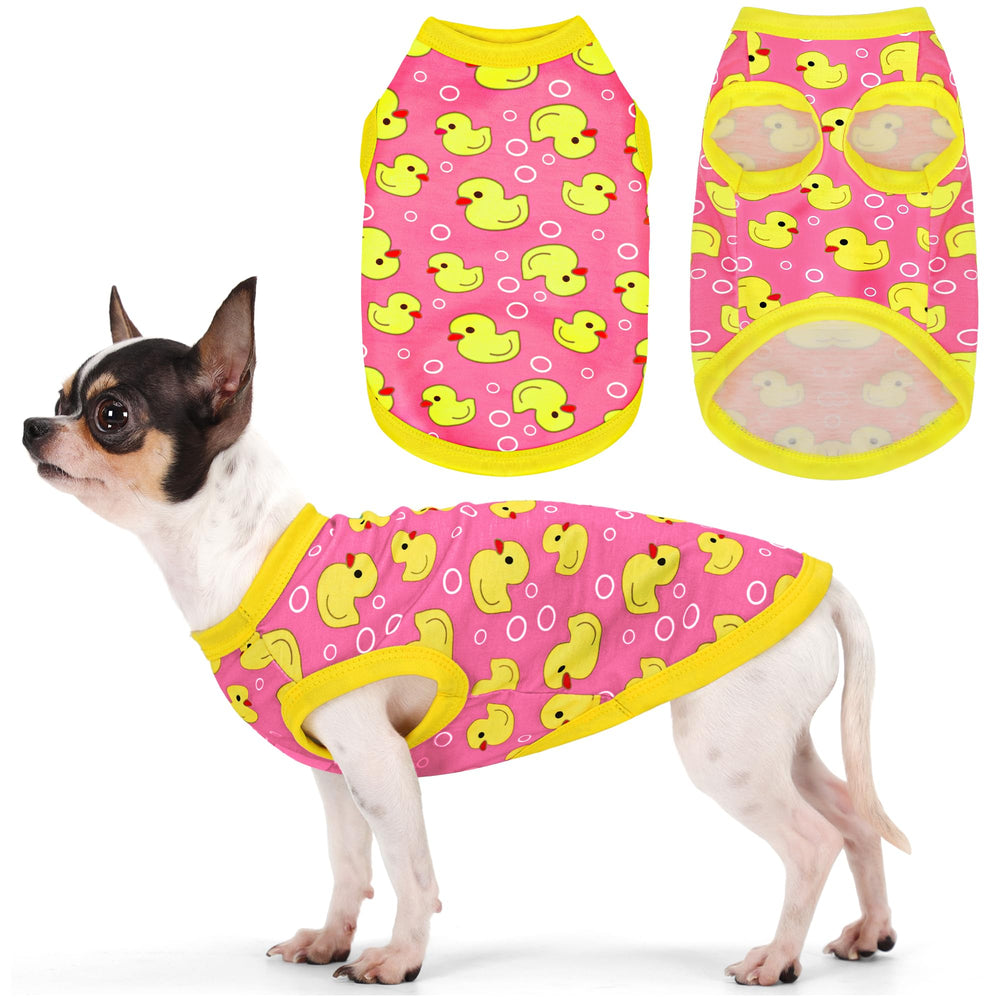 Camiseta Paiaite para perro con patito amarillo, ideal para paseos diarios.