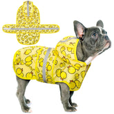Paiaite abrigo impermeable para perro con capucha, vista frontal para protección contra la lluvia.
