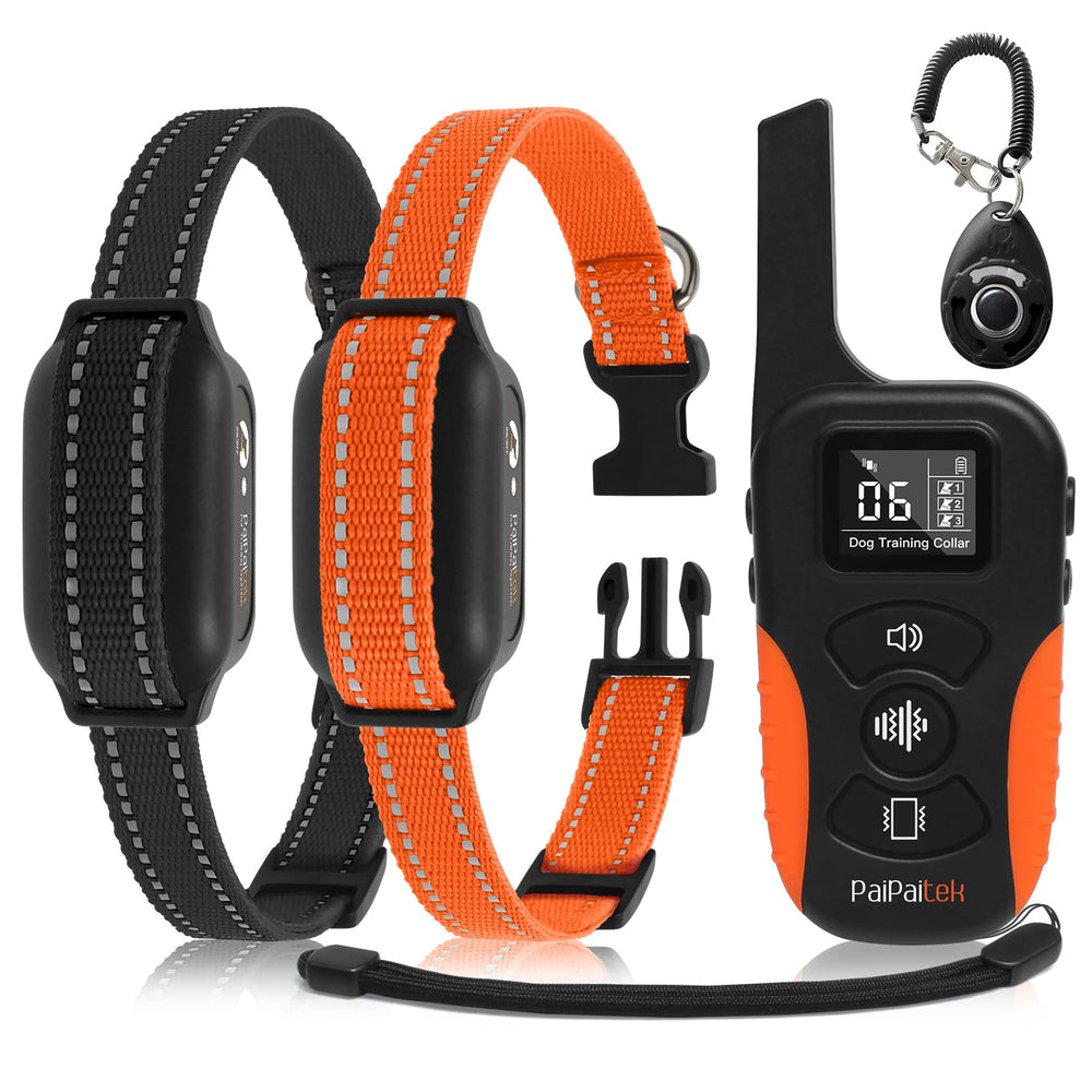 PaiPaitek collar de vibración para dos perros, entrenamiento suave y efectivo.