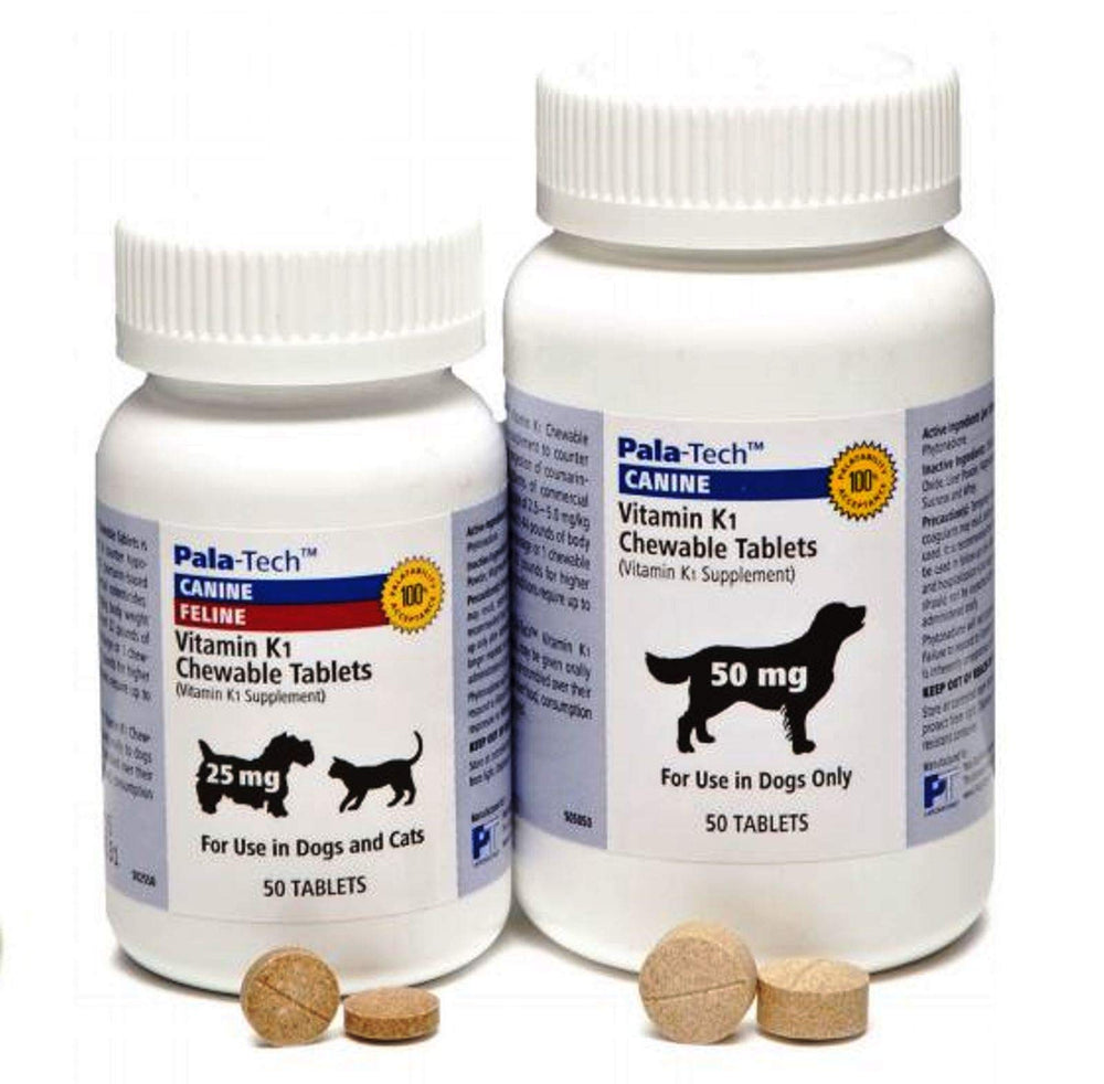 Pala-Tech Vitamina K1, tableta masticable de sabor carne asada e hígado, favorece la ingesta diaria.