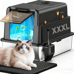 PalNests L8 Ultra-XXXL: vista exterior negra, ideal para gatos grandes.