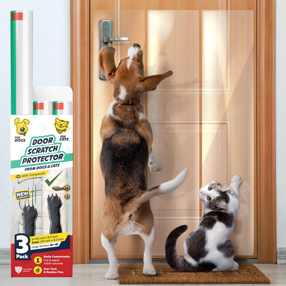 Protector Panther Armor 3-Pack instalado en puerta para evitar rayones.