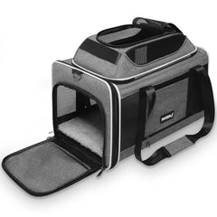 PAPZER transportín gato techo expandible: más altura para que la mascota estire el cuerpo durante el viaje.