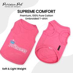 Camiseta Parisian Pet de algodón 100% transpirable en rosa para perros pequeños.
