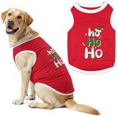 Camiseta roja Parisian Pet para perro con bordado Ho Ho Ho, ideal para fiestas.