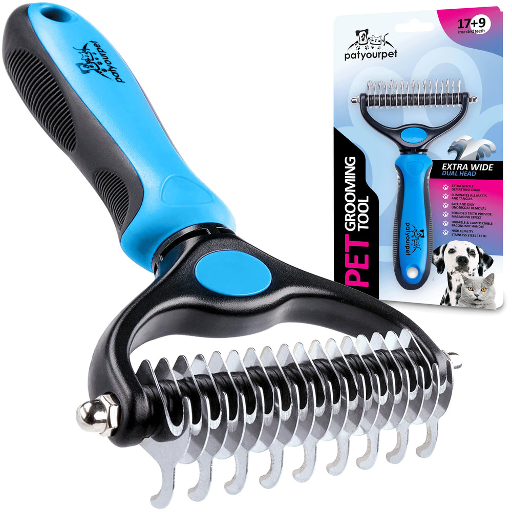 Pat Your Pet Deslanador con doble cabezal para deslanado suave y eficiente.