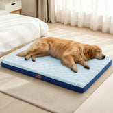 Patas Lague cama ortopédica XL azul, superficie suave para descanso cómodo.