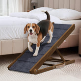 Pathosio Pets escalera ajustable para cama en nogal, facilita el acceso.