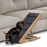 PATHOSIO PETS rampa ajustable para cama con madera natural y agarre antideslizante