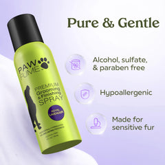 Paw Fume etiqueta Royal Lavanda muestra el producto y su aroma.