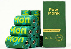 Paw Monk, rollos de bolsas para perro 20 micras, resistentes y fáciles de usar