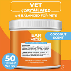 Paw Science toallitas oídos, eliminan cerumen y suciedad para oídos frescos.