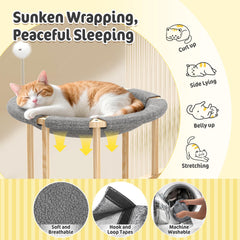 Pawaboo hamaca-circular-gato, diseño transpirable para descanso fresco.