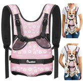 Pawaboo Mochila Portador Frontal para Perro Rosa Daisy, cómodo para paseos diarios.