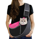 Pawaboo portador para perro con malla transpirable magenta, ideal para paseos cómodos.