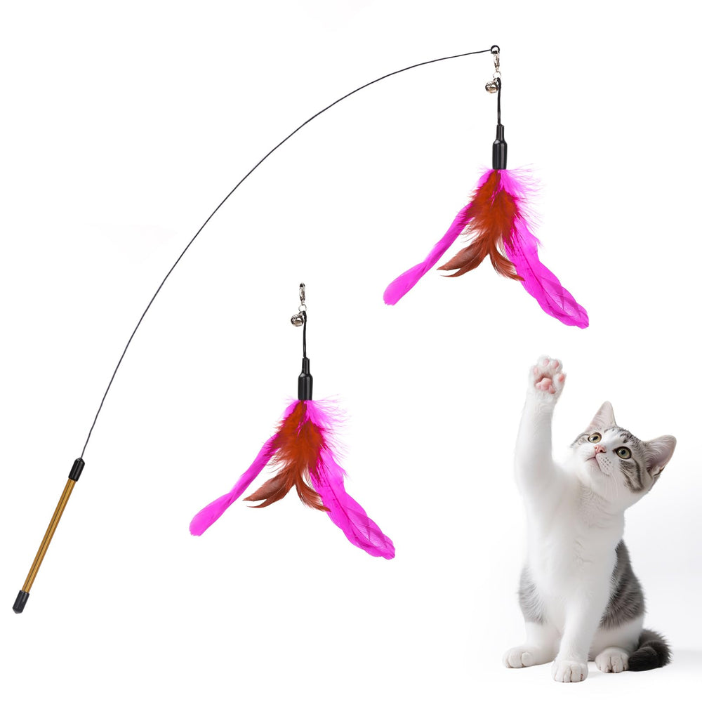 Pawaboo varita de plumas de 34,5 pulgadas para estimular la actividad felina
