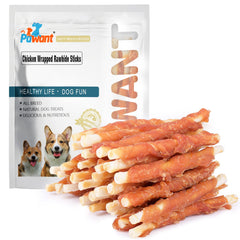 Pawant: hueso de cuero crudo envuelto en pollo blanco para limpieza dental suave