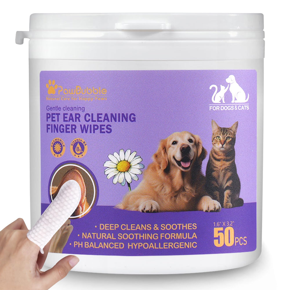 PawBubble dedo orejas, limpieza suave para oídos sensibles de perros y gatos.