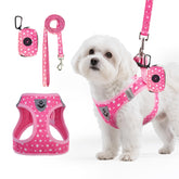 PAWCHIE arnés entrada rosa, ajuste suave para paseos diarios.