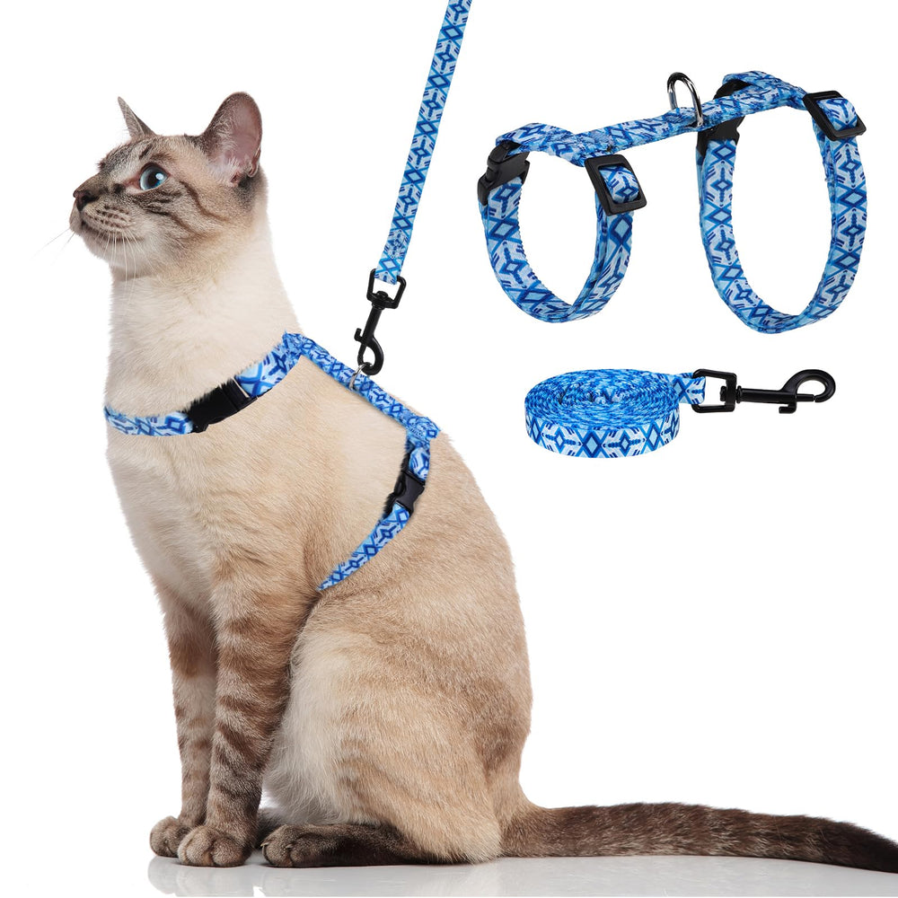 PAWCHIE arnés para gatos azul, vista frontal, ideal para paseos seguros