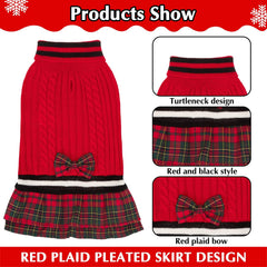 PAWCHIE suéter diseño tortuga rojo con cuadros, estilo elegante para días fríos.