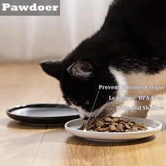 Pawdoer platillo anti-fatiga de bigotes en cerámica, perfecto para gatitos sensibles.