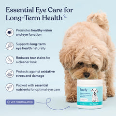 Pawfy apoyo-ojos: masticables suaves con crema de cacahuate para recompensa sabrosa.