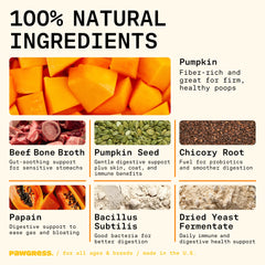 PAWGRESS ingredientes naturales para perro, sin aditivos artificiales.