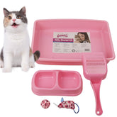 PAWISE caja de arena para gatitos entrada baja rosa ideal para entrenamiento inicial