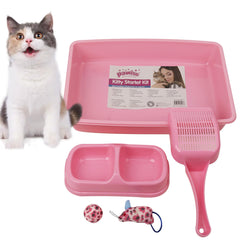 PAWISE caja de arena para gatitos entrada baja rosa ideal para entrenamiento inicial