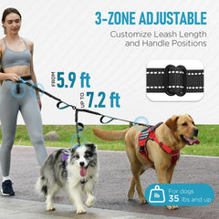 PawistaPal cinturón ergonómico, ajuste cómodo para caminar con dos perros.