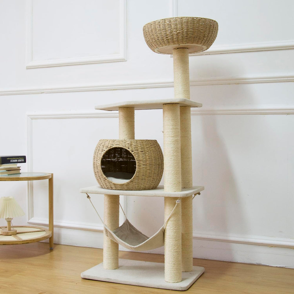 PawlaBay árbol para gatos de madera con estructura estable para juego y descanso