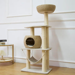 PawlaBay árbol para gatos de madera con estructura estable para juego y descanso