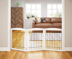 PAWLAND Puerta extra ancha de 3 paneles, ideal para pasillos seguros.